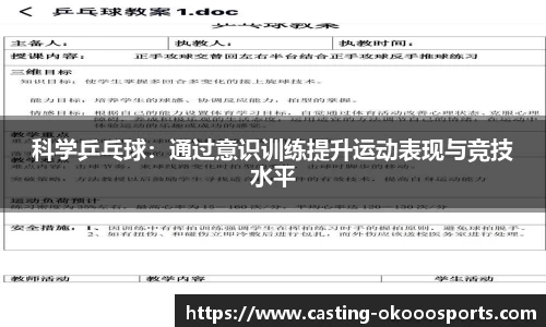 科学乒乓球：通过意识训练提升运动表现与竞技水平